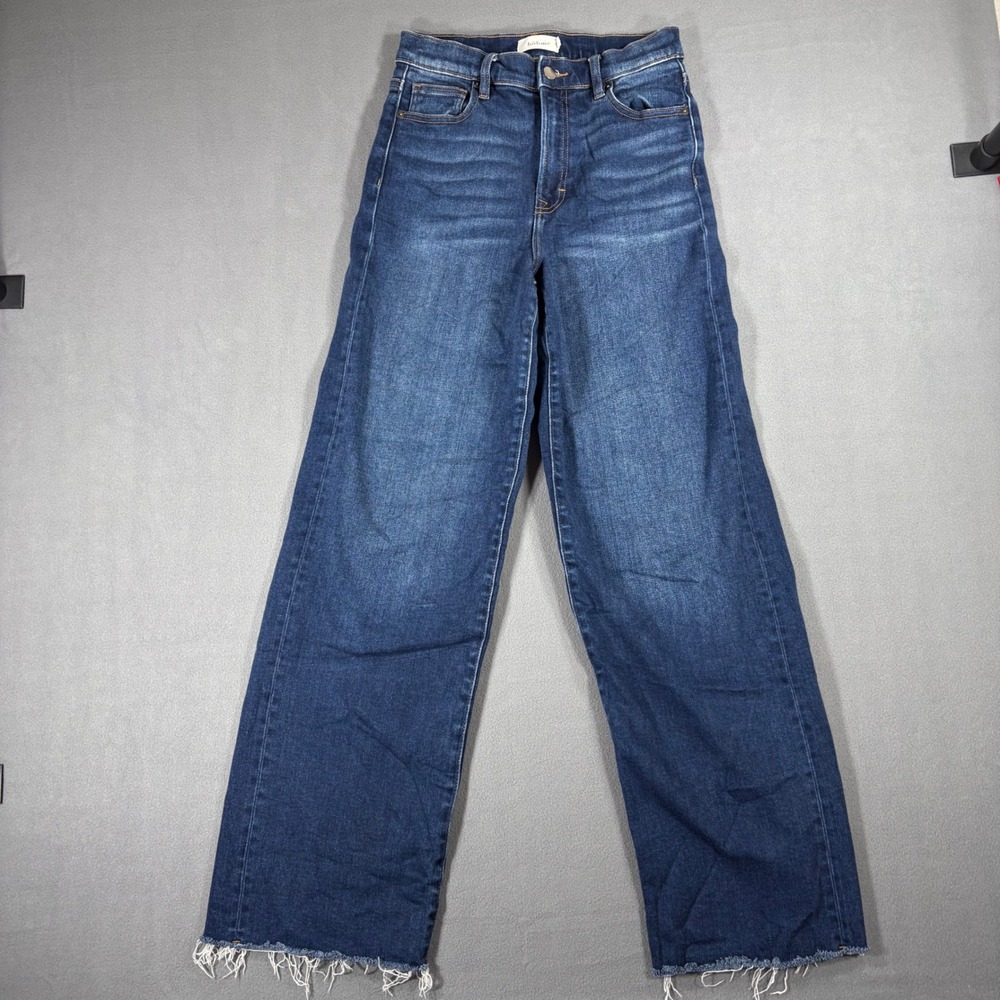 Bohme Wide Leg Jeans Womens 26 Blue Excellent Raw Hem High Rise Denim